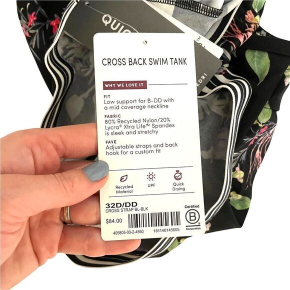NEW Athleta Cross Back Floral Tankini Swim Top Sz 32D/DD - Picture 11 of 11
